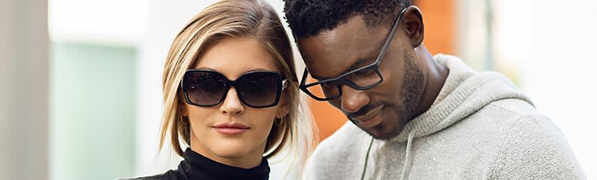 man and woman with eyewear